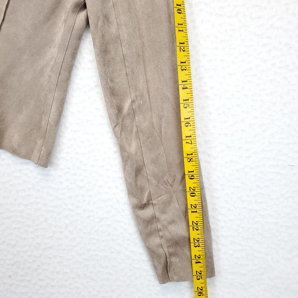 Shein Drape Neck Inside Out Blazer Top Women L Long Sleeves Front Zip Taupe - Picture 7 of 13